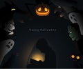 Child and friends on Happy Halloween vector