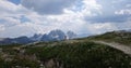 Child in front of the mountains, Dolomites Royalty Free Stock Photo