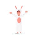 Child in Funny Theatrical Costume of Rabbit, Little Girl or Boy Artist Character Wear Suit of Cute Bunny Illustration Royalty Free Stock Photo
