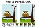 Child game - find 5 differences in pictures with natural theme -