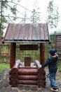 Child gets water from well