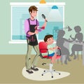 Child getting a haircut at hairdresser