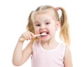 Child girl brushing teeth isolated Royalty Free Stock Photo