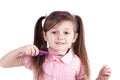 Child girl brushing teeth isolated on white background Royalty Free Stock Photo