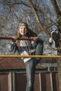 Child girl climbing ladders