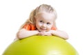 Child girl doing fitness exercise with ball Royalty Free Stock Photo