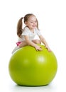 Child girl doing fitness exercise with fitness Royalty Free Stock Photo