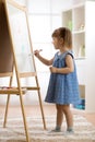 Child girl drawing at home Royalty Free Stock Photo