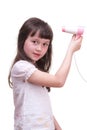 Child girl drying hair Royalty Free Stock Photo