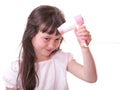 Child girl drying hair Royalty Free Stock Photo