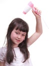 Child girl drying hair Royalty Free Stock Photo