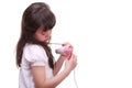 Child girl drying hair Royalty Free Stock Photo