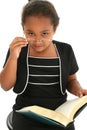 Child Girl with Glasses Reading