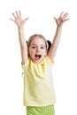 Child girl with hands up