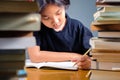 Child Girl Intend to Do Homework Royalty Free Stock Photo