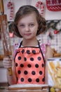 Child girl in the kitchen Royalty Free Stock Photo