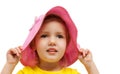 Child girl pink hat look fashion portrait