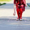 Child girl playing hopscotch on asphalt Royalty Free Stock Photo