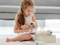 Girl with ragdoll kittens Royalty Free Stock Photo