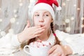 Christmas drinks and sweets. Depth of field Cozy candid defocusing moment Royalty Free Stock Photo