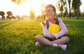 Child girl schoolgirl elementary school student Royalty Free Stock Photo