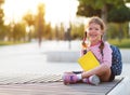 Child girl schoolgirl elementary school student Royalty Free Stock Photo