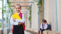 Child girl schoolgirl elementary school student Royalty Free Stock Photo