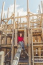 girl on the sports wooden Playground