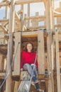 girl on the sports wooden Playground