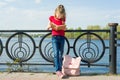 Child girl student reading book. Royalty Free Stock Photo