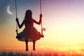 Child girl on swing Royalty Free Stock Photo