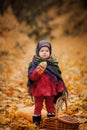 Child girl in Ukrainian folk scarf Royalty Free Stock Photo