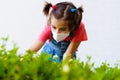 Child girl wearing a protection mask against coronavirus during Covid-19 pandemic Royalty Free Stock Photo