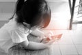 child girls are addictive playing mobile phones