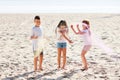 kids having fun by playing with colored powder Royalty Free Stock Photo