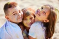 kids having fun by playing with colored powder Royalty Free Stock Photo