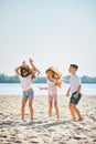 kids having fun by playing with colored powder Royalty Free Stock Photo