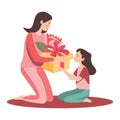 The child gives his mother gift.