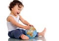 Child with globe. Royalty Free Stock Photo