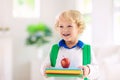 Child going back to school. Kid with backpack Royalty Free Stock Photo