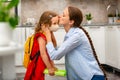 Child going back to school. Kid getting ready for first school day. Back to school or kindergarten Royalty Free Stock Photo