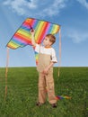 Child on grass with kite, collage Royalty Free Stock Photo