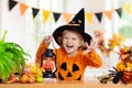 Child in Halloween costume. Kids trick or treat Royalty Free Stock Photo