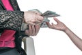 Child hand asking money from her grandmother Royalty Free Stock Photo