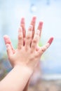 Female childÃ¢â¬â¢s hand holding the hand of elder male shot with bokeh background and horizontal. Concept of fatherÃ¢â¬â¢s day