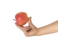 Child hand holding apple