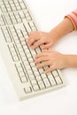 Child hand and Keyboard Royalty Free Stock Photo