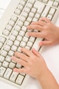 Child hand and Keyboard Royalty Free Stock Photo