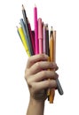 Child hand with pencils Royalty Free Stock Photo