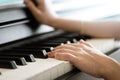 Hand playing Music keyboard electric piano Royalty Free Stock Photo